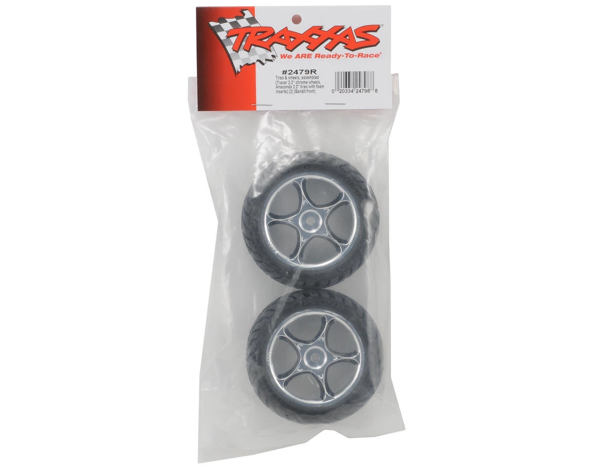 Traxxas Anaconda Front Tires w/Tracer 2.2" Wheels (2) (Chrome) (Standard) 4 Traxxas Anaconda Front Tires w/Tracer 2.2" Wheels (2) (Chrome) (Standard) - Image 2