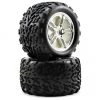 Traxxas Talon Pre-Mounted Tires w/SS Split Spoke Wheels (2) (Revo,TMX) (Chrome) -Deals Traxxas Store tra5174