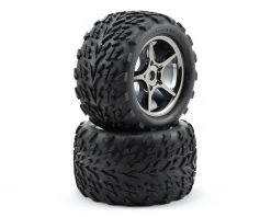 Traxxas Talon Pre-Mounted Tires w/17mm Gemini Wheels (2) (Black Chrome)