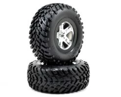 Traxxas 2.2/3.0 Tire w/SCT Rear Wheel (2) (Satin Chrome) (Standard)