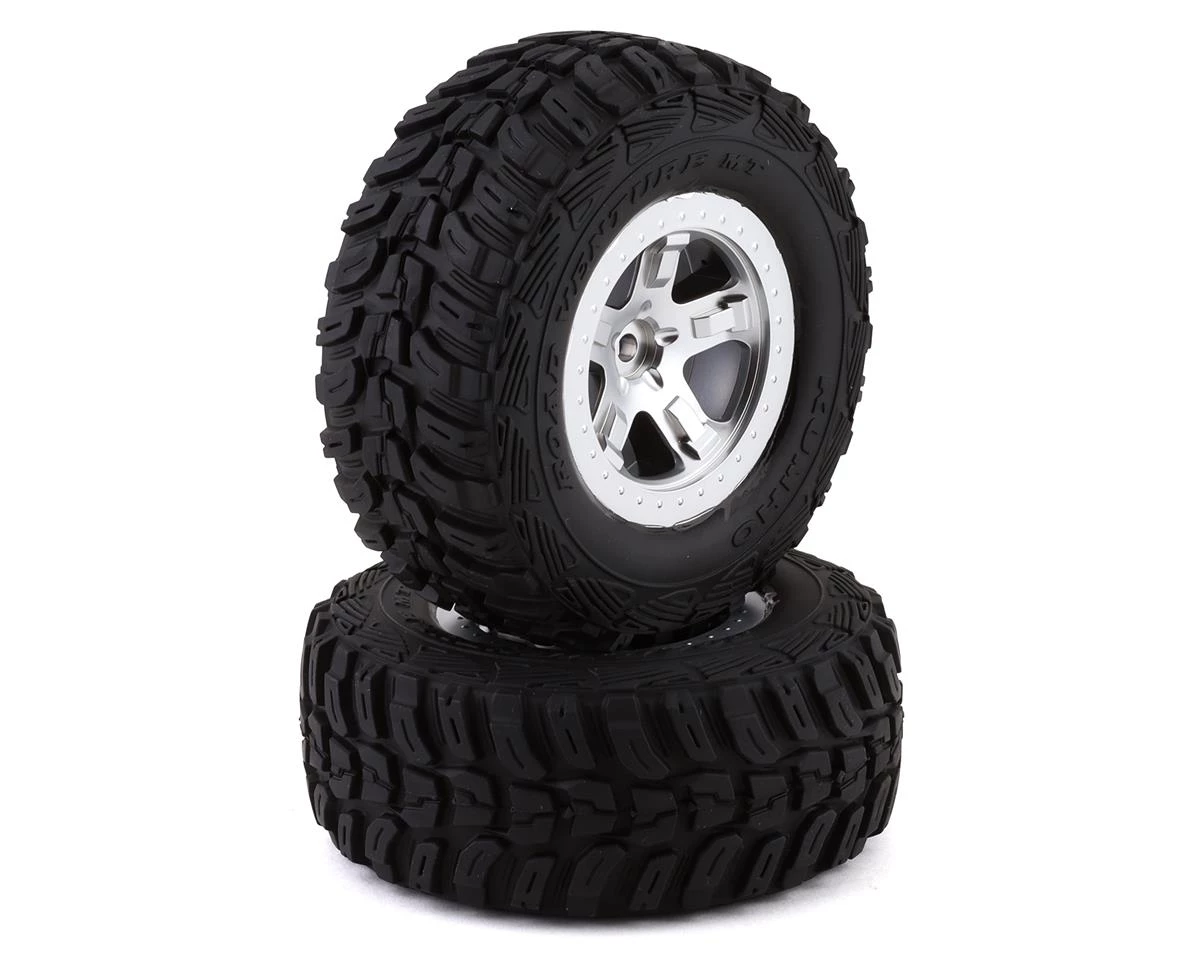 Traxxas 2.2/3.0 Pre-Mounted Kumo Tires & Wheels (Satin Chrome) (2) 3 Traxxas 2.2/3.0 Pre-Mounted Kumo Tires & Wheels (Satin Chrome) (2)