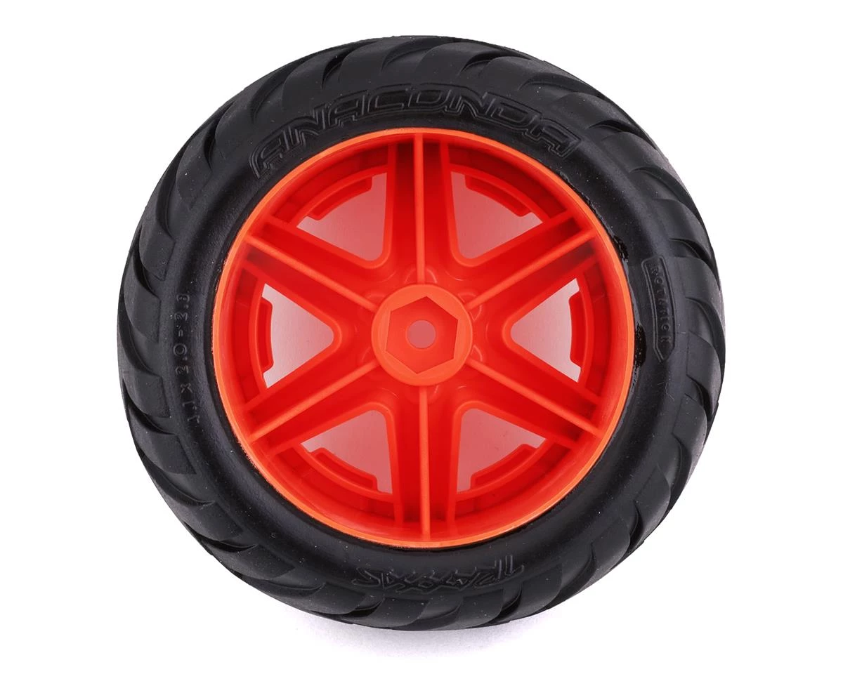 Traxxas Anaconda 2.8" Pre-Mounted Tires w/RXT Electric Rear Wheels (2) (Orange) w/12mm Hex 4 Traxxas Anaconda 2.8" Pre-Mounted Tires w/RXT Electric Rear Wheels (2) (Orange) w/12mm Hex - Image 2