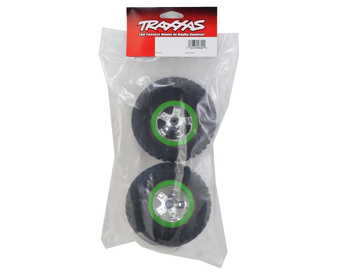 Traxxas BFGoodrich KM2 Tire w/SCT Rear Wheel (2) (Chrome/Green) (Standard) 3 Traxxas BFGoodrich KM2 Tire w/SCT Rear Wheel (2) (Chrome/Green) (Standard) - Image 2