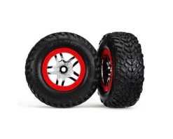 Traxxas Tire/Wheel Assembled Gluee SCT Split-Spoke Chrome