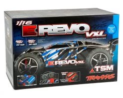 Traxxas E-Revo VXL 1/16 4WD Brushless RTR Truck (Blue) w/TQi 2.4GHz Radio, TSM, Battery & DC Charger -Deals Traxxas Store tra71076 3 bluex 6
