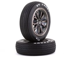Traxxas Drag Slash Front Pre-Mounted Tires (Satin Black Chrome) (2) w/Weld Wheels & 12mm Hex