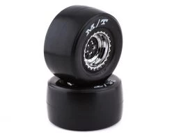 Traxxas Drag Slash Rear Pre-Mounted Tires (Black/Chrome) (2) w/Weld Wheels & 12mm Hex